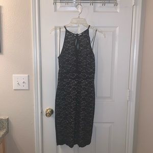 Fitted Black and Beige Dress